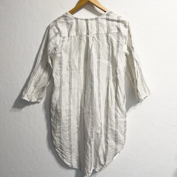 CP Shades Free People Linen Tunic Top XS Stripe White Stripe Lagenlook Boho - Picture 2 of 8